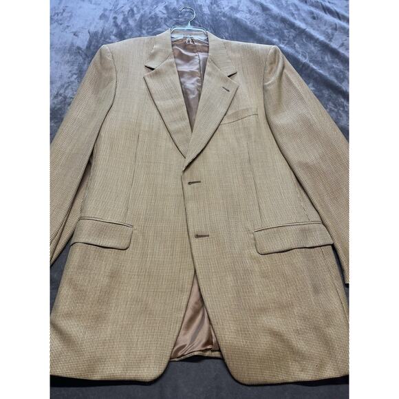 Canali‎ Proposta Mens Wool 2 Button Blazer Gold Italy • 54L Houndstooth - Picture 1 of 11